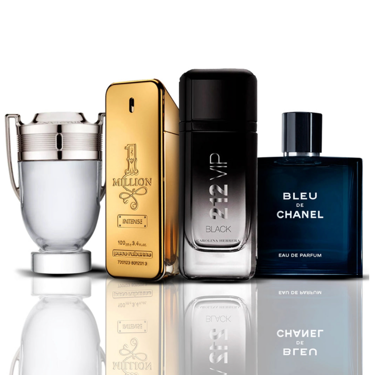 Zestaw 4 perfum | Invictus + One Million + 212 VIP Black + Bleu de Chanel 100 ml