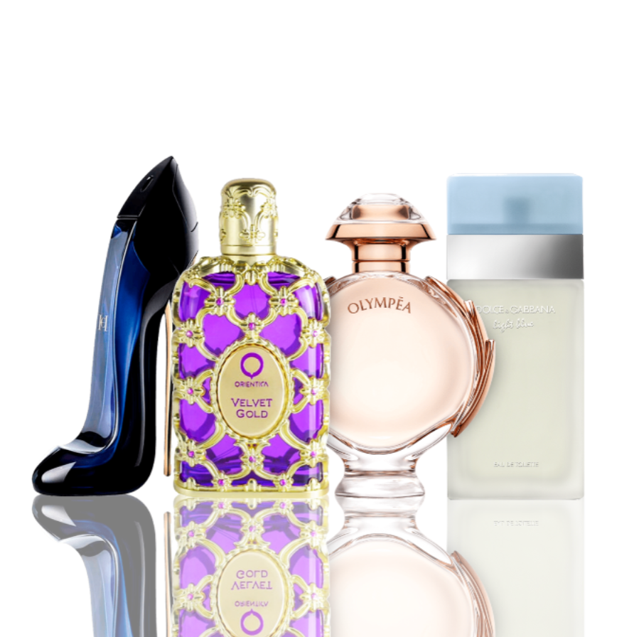 Zestaw 4 perfum | Light Blue + Orientica Velvet Gold + Good Girl + Olympea 100 ml