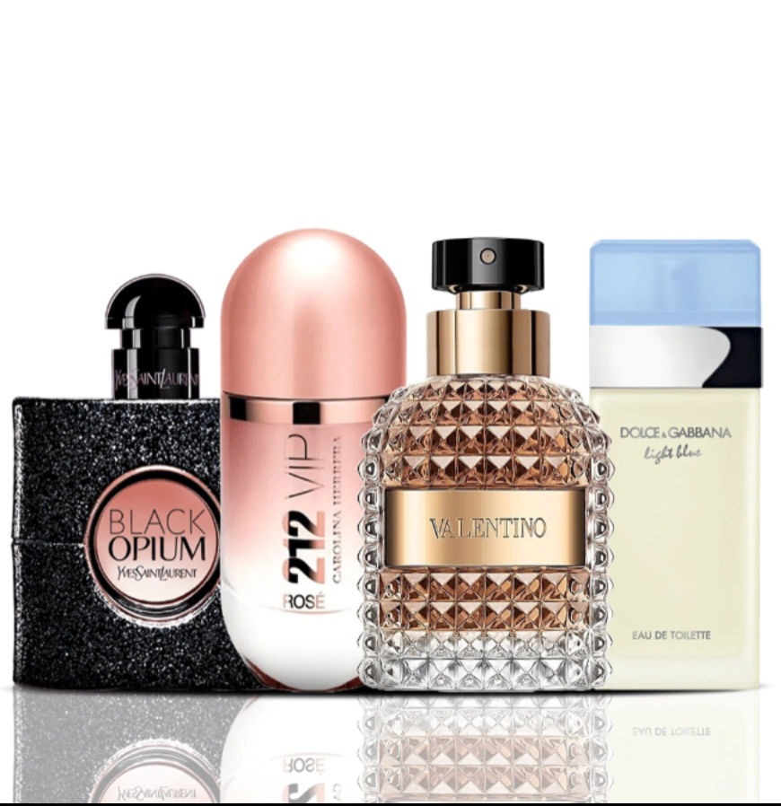 Zestaw 4 perfum | Black Opium + 212 VIP Rose + Valentino + Dolce & Gabbana Light Blue 100 ml